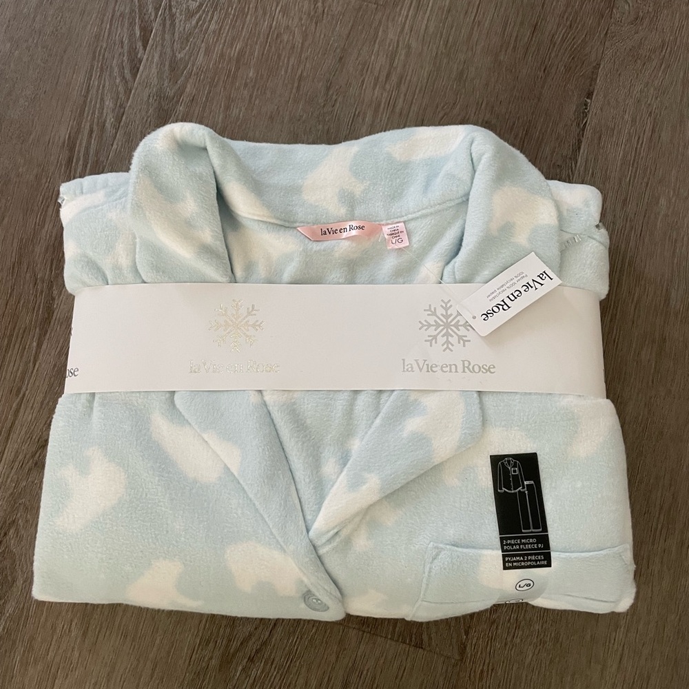 Baby blue fleece polar bear pyjamas